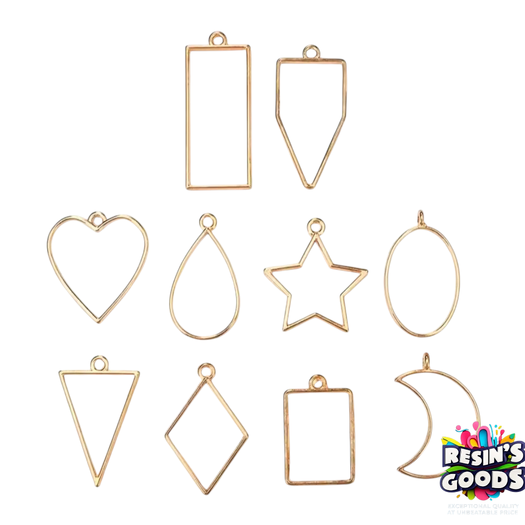 10Pcs different shape Bezels for resin art , Geometric stainless steel Frame Pendant ( Gold/Silver)