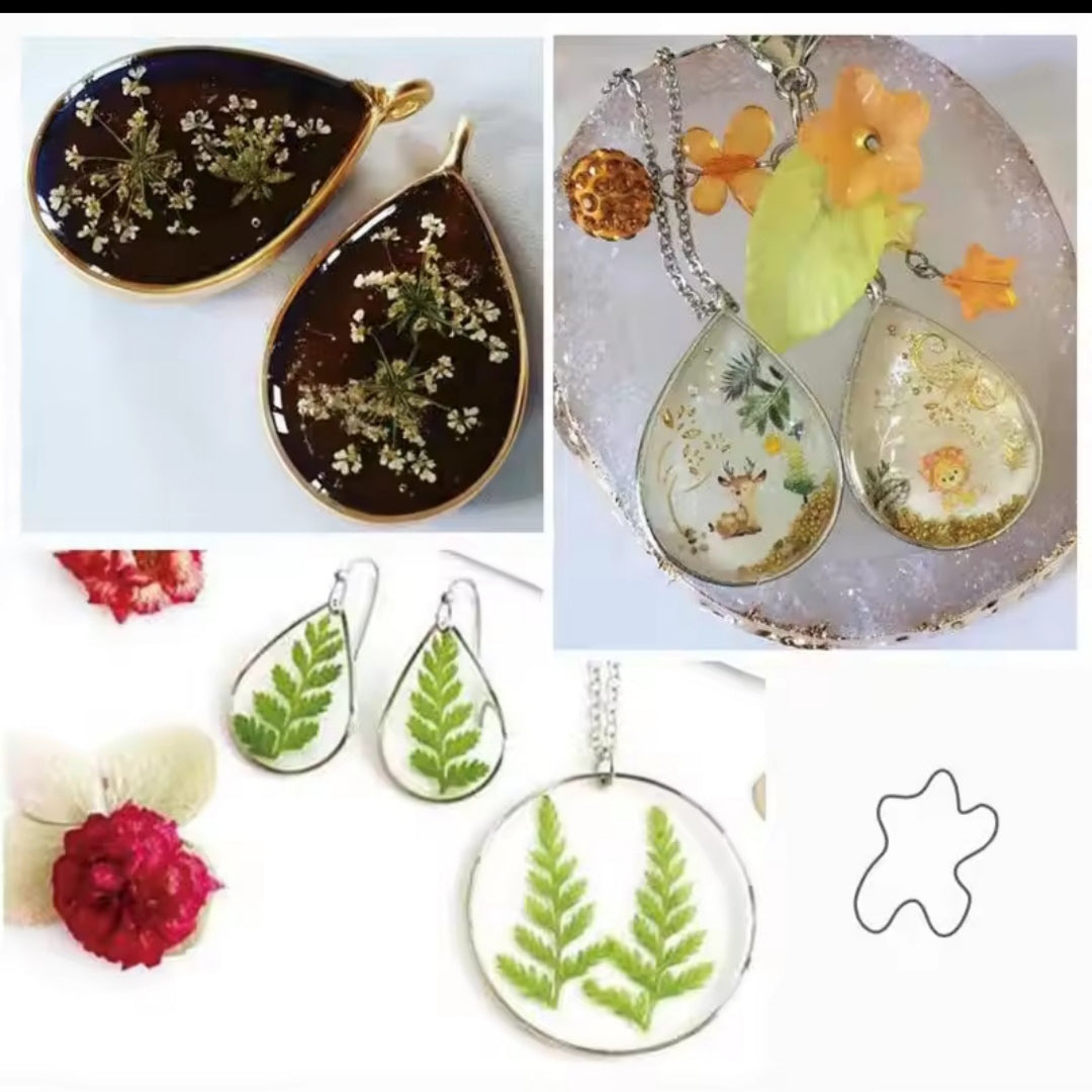 10Pcs different shape Bezels for resin art , Geometric stainless steel Frame Pendant ( Gold/Silver)