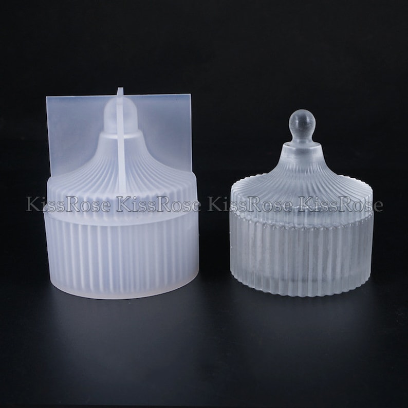 Resin storage jar silicone mold |best Candle Jar Silicone Molds, Circular Stripe Storage Jewelry Box Mold | sented candle jar mold