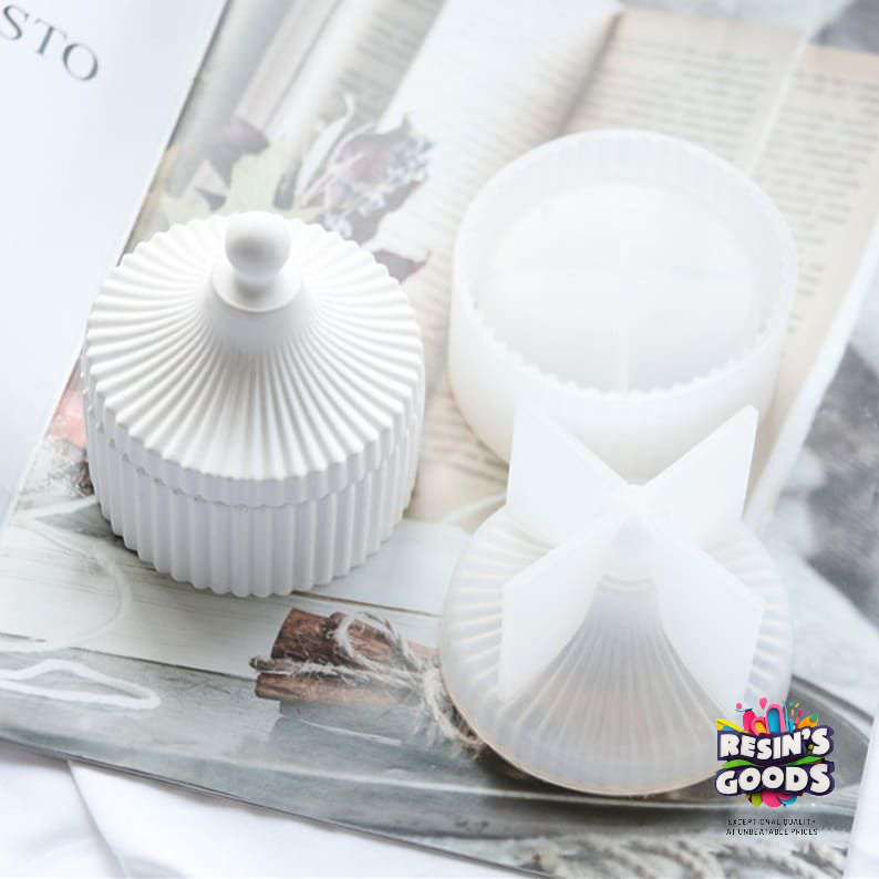 Resin storage jar silicone mold |best Candle Jar Silicone Molds, Circular Stripe Storage Jewelry Box Mold | sented candle jar mold