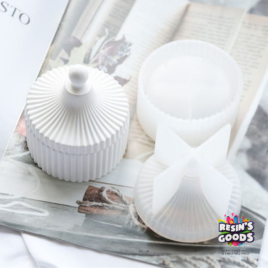 Resin storage jar silicone mold |best Candle Jar Silicone Molds, Circular Stripe Storage Jewelry Box Mold | sented candle jar mold